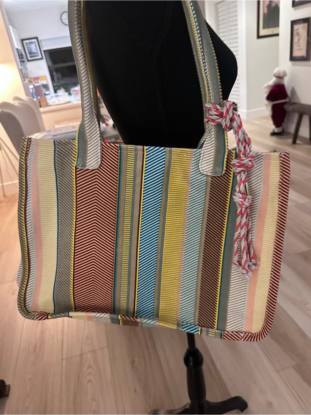 Vince Camuto Striped Multicolor Tote - Yellow, Blue, Brown, Pink